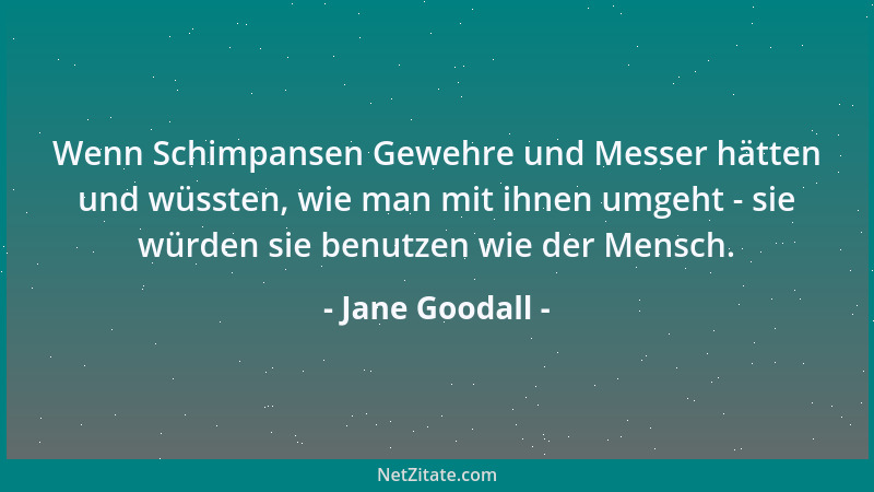 Jane Goodall - Wenn Schimpansen Gewehre und Messer hätten und wüssten, wie man mit ihnen umgeht - sie würden sie benutzen w...
