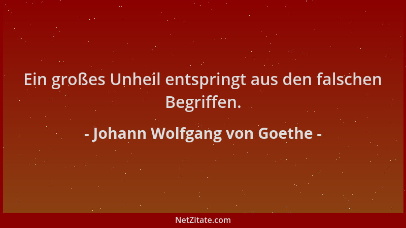 Johann Wolfgang von Goethe - Ein großes Unheil entspringt aus den falschen Begriffen....