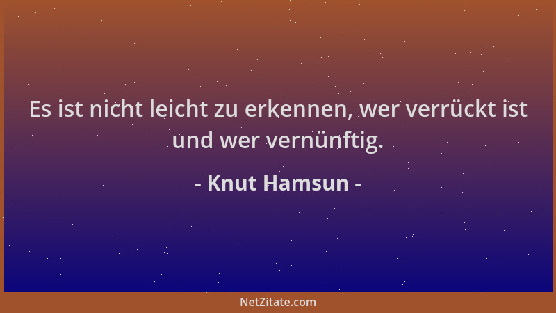 Knut Hamsun - Es ist nicht leicht zu erkennen, wer verrückt ist und wer vernünftig....