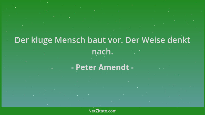 Peter Amendt - Der kluge Mensch baut vor. Der Weise denkt nach....