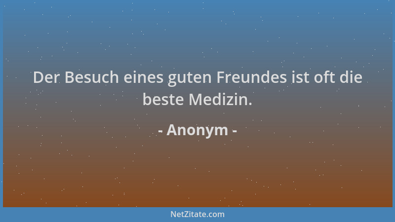 Anonym - Der Besuch eines guten Freundes ist oft die beste Medizin....