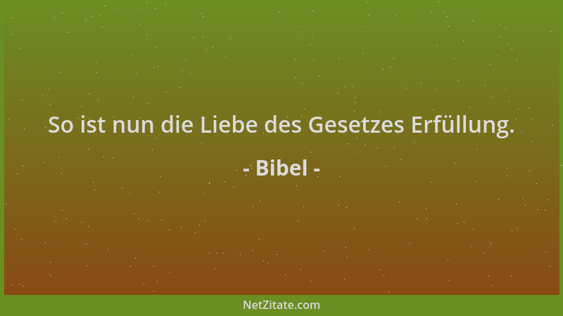 Bibel - So ist nun die Liebe des Gesetzes Erfüllung....