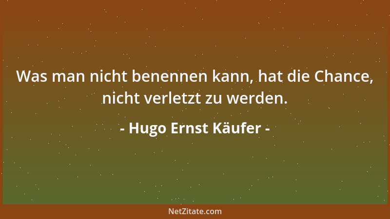 Hugo Ernst Käufer - Was man nicht benennen kann, hat die Chance, nicht verletzt zu werden....