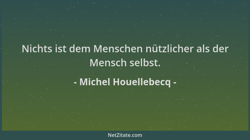 Michel Houellebecq - Nichts ist dem Menschen nützlicher als der Mensch selbst....