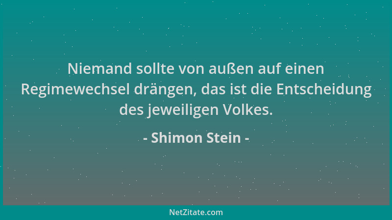 Shimon Stein - Niemand sollte von außen auf einen Regimewechsel drängen, das ist die Entscheidung des jeweiligen Volkes....