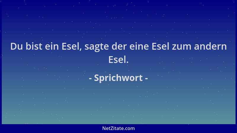 Sprichwort - Du bist ein Esel, sagte der eine Esel zum andern Esel....