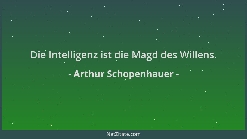 Arthur Schopenhauer - Die Intelligenz ist die Magd des Willens....