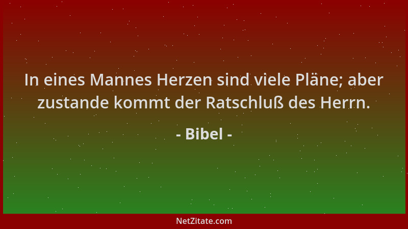 Bibel - In eines Mannes Herzen sind viele Pläne; aber zustande kommt der Ratschluß des Herrn....