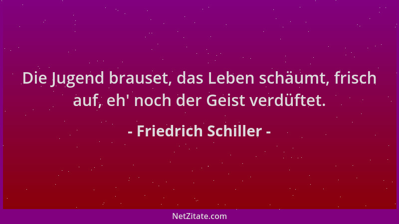 Friedrich Schiller - Die Jugend brauset, das Leben schäumt, frisch auf, eh ' noch der Geist verdüftet....
