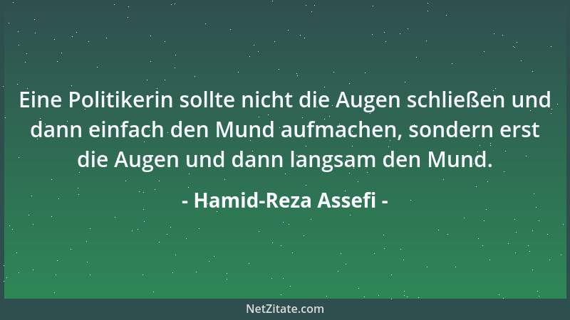 Hamid-Reza Assefi - Eine Politikerin sollte nicht die Augen schließen und dann einfach den Mund aufmachen, sondern erst die...