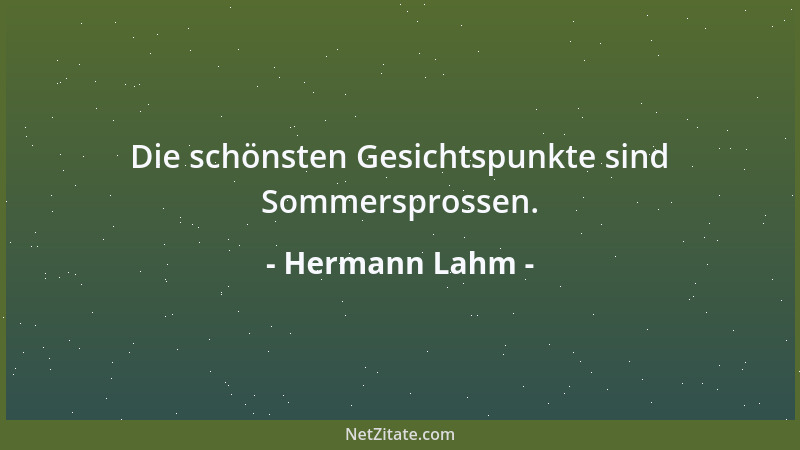 Hermann Lahm - Die schönsten Gesichtspunkte sind Sommersprossen....