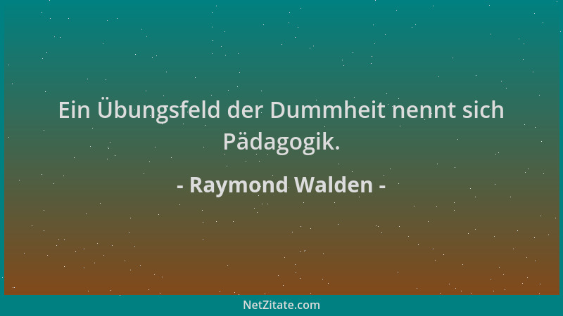 Raymond Walden - Ein Übungsfeld der Dummheit nennt sich Pädagogik....