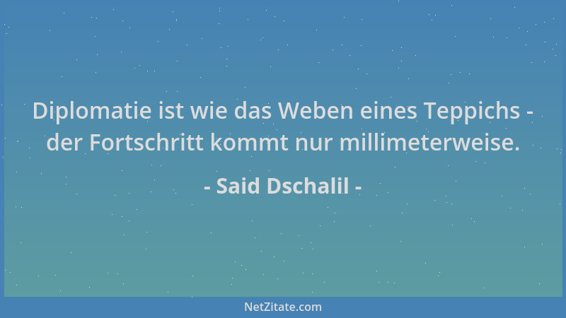 Said Dschalil - Diplomatie ist wie das Weben eines Teppichs - der Fortschritt kommt nur millimeterweise....