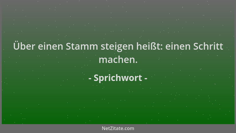 Sprichwort - Über einen Stamm steigen heißt: einen Schritt machen....