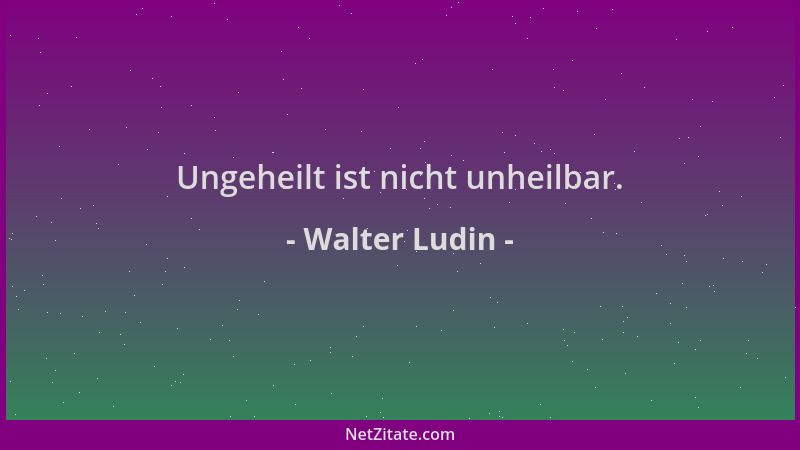 Walter Ludin - Ungeheilt ist nicht unheilbar....