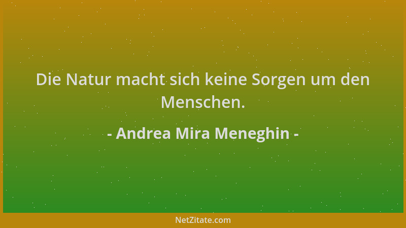 Andrea Mira Meneghin - Die Natur macht sich keine Sorgen um den Menschen....