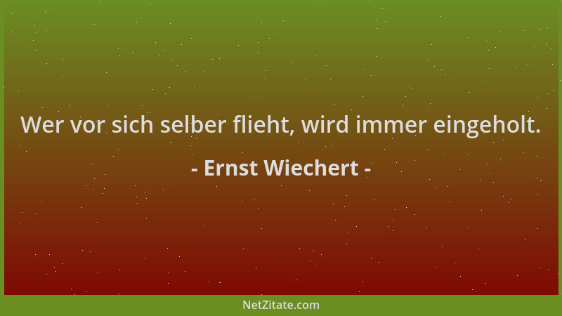 Ernst Wiechert - Wer vor sich selber flieht, wird immer eingeholt....