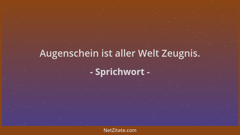 Sprichwort - Augenschein ist aller Welt Zeugnis....