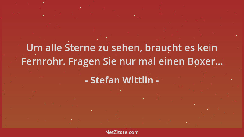Stefan Wittlin - Um alle Sterne zu sehen, braucht es kein Fernrohr. Fragen Sie nur mal einen Boxer......