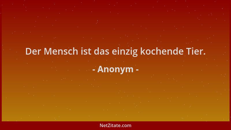 Anonym - Der Mensch ist das einzig kochende Tier....