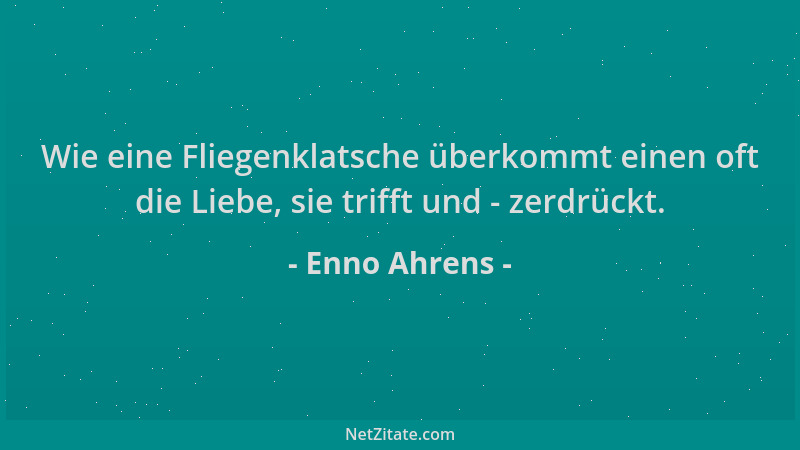 Enno Ahrens - Wie eine Fliegenklatsche überkommt einen oft die Liebe, sie trifft und - zerdrückt....