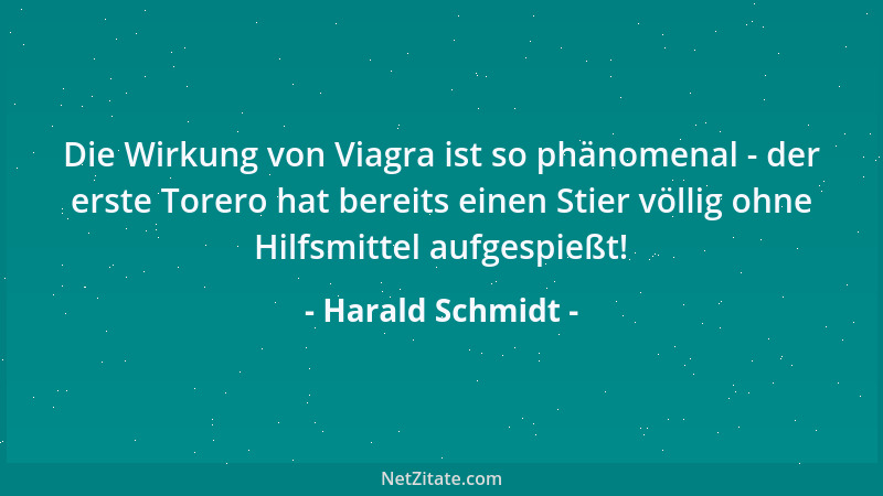 Harald Schmidt - Die Wirkung von Viagra ist so phänomenal - der erste Torero hat bereits einen Stier völlig ohne Hilfsmitte...