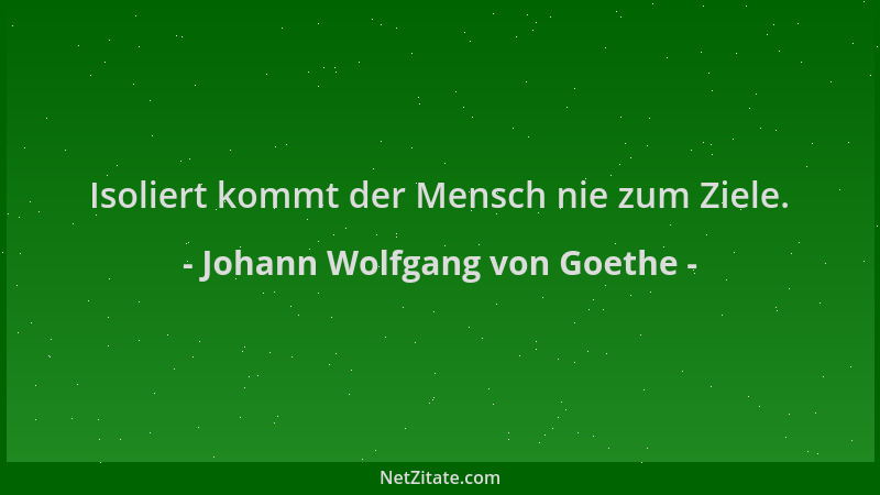 Johann Wolfgang von Goethe - Isoliert kommt der Mensch nie zum Ziele....