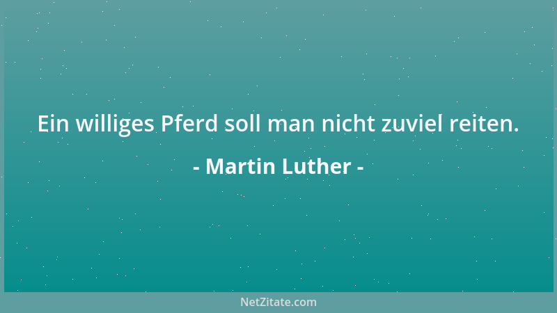 Martin Luther - Ein williges Pferd soll man nicht zuviel reiten....