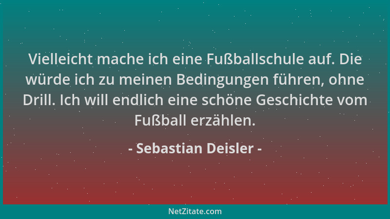 Sebastian Deisler - Vielleicht mache ich eine Fußballschule auf. Die würde ich zu meinen Bedingungen führen, ohne Drill. Ic...