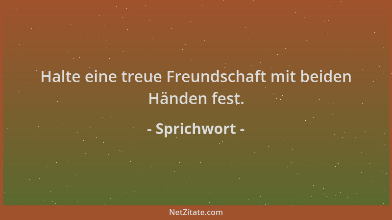 Sprichwort - Halte eine treue Freundschaft mit beiden Händen fest....