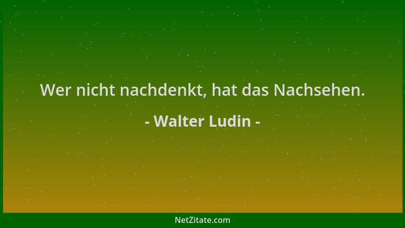 Walter Ludin - Wer nicht nachdenkt, hat das Nachsehen....