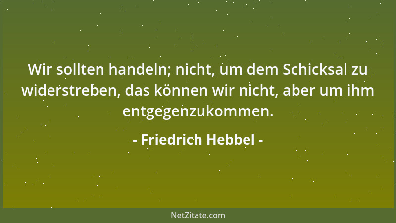 Friedrich Hebbel - Wir sollten handeln; nicht, um dem Schicksal zu widerstreben, das können wir nicht, aber um ihm entgegen...