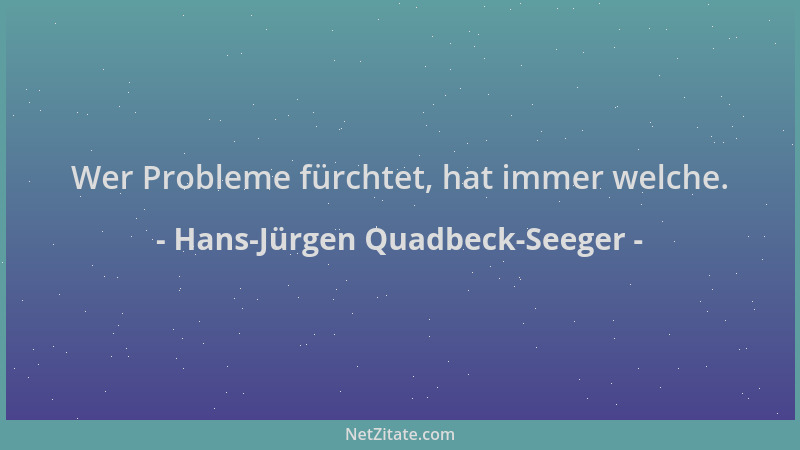 Hans-Jürgen Quadbeck-Seeger - Wer Probleme fürchtet, hat immer welche....