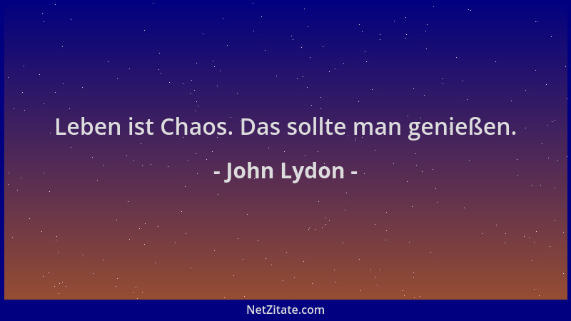 John Lydon - Leben ist Chaos. Das sollte man genießen....