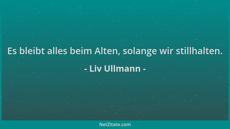 Liv Ullmann - Es bleibt alles beim Alten, solange wir stillhalten....