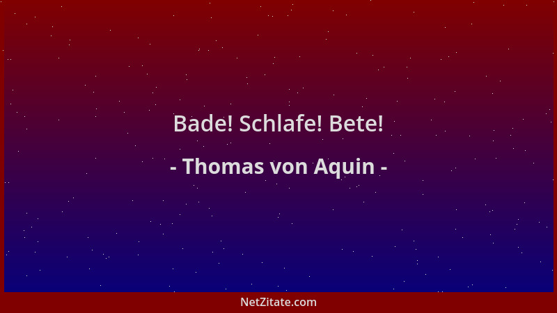 Thomas von Aquin - Bade! Schlafe! Bete!...