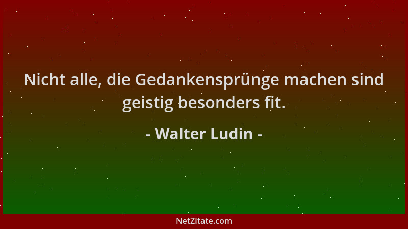 Walter Ludin - Nicht alle, die Gedankensprünge machen sind geistig besonders fit....