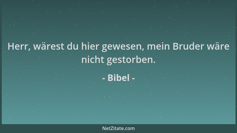 Bibel - Herr, wärest du hier gewesen, mein Bruder wäre nicht gestorben....