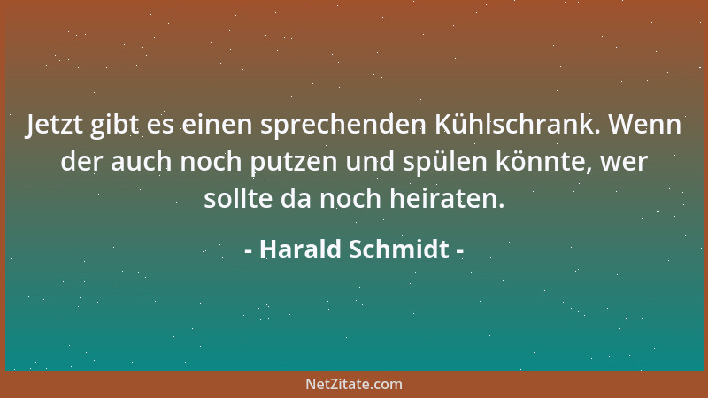 Harald Schmidt - Jetzt gibt es einen sprechenden Kühlschrank. Wenn der auch noch putzen und spülen könnte, wer sollte da no...