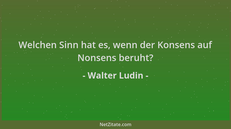 Walter Ludin - Welchen Sinn hat es, wenn der Konsens auf Nonsens beruht?...