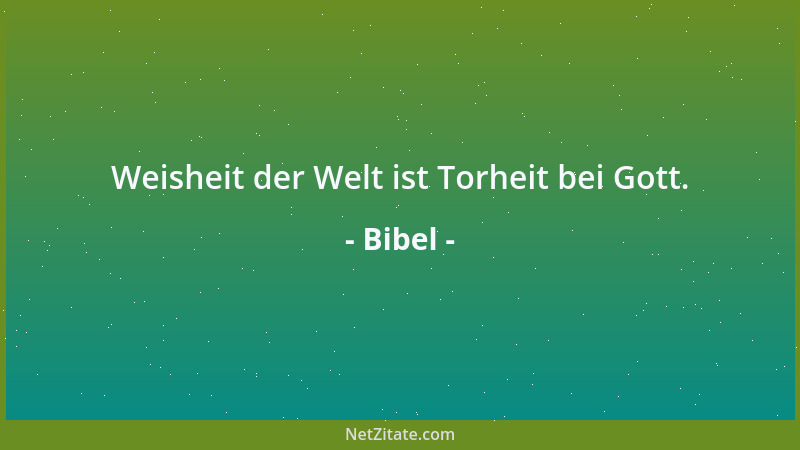 Bibel - Weisheit der Welt ist Torheit bei Gott....