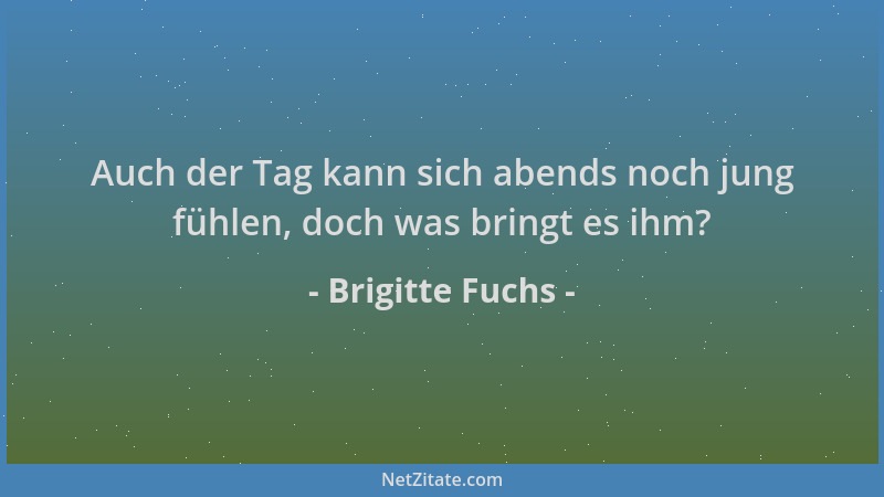 Brigitte Fuchs - Auch der Tag kann sich abends noch jung fühlen, doch was bringt es ihm?...