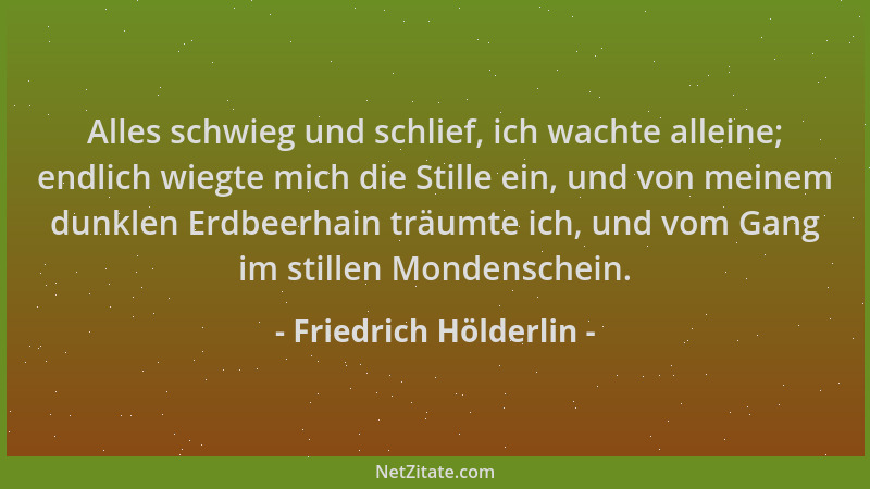 Friedrich Hölderlin - Alles schwieg und schlief, ich wachte alleine; endlich wiegte mich die Stille ein, und von meinem dun...