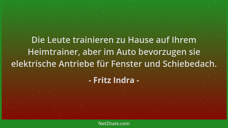 Fritz Indra - Die Leute trainieren zu Hause auf Ihrem Heimtrainer, aber im Auto bevorzugen sie elektrische Antriebe für Fen...