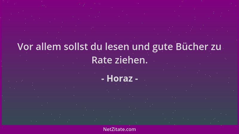 Horaz - Vor allem sollst du lesen und gute Bücher zu Rate ziehen....