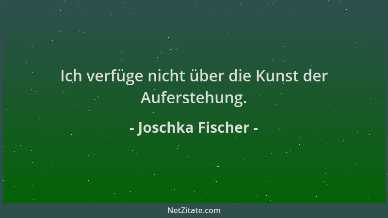 Joschka Fischer - Ich verfüge nicht über die Kunst der Auferstehung....