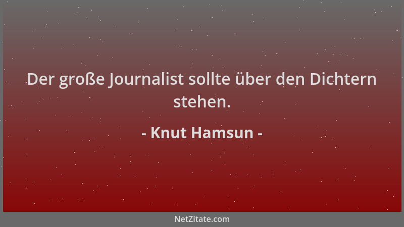 Knut Hamsun - Der große Journalist sollte über den Dichtern stehen....