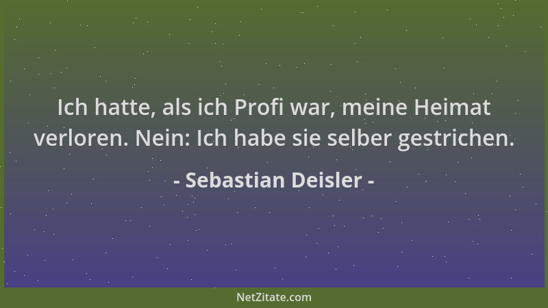Sebastian Deisler - Ich hatte, als ich Profi war, meine Heimat verloren. Nein: Ich habe sie selber gestrichen....