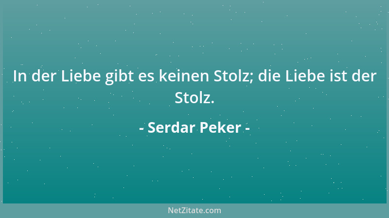 Serdar Peker - In der Liebe gibt es keinen Stolz; die Liebe ist der Stolz....
