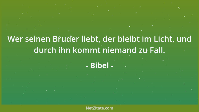 Bibel - Wer seinen Bruder liebt, der bleibt im Licht, und durch ihn kommt niemand zu Fall....